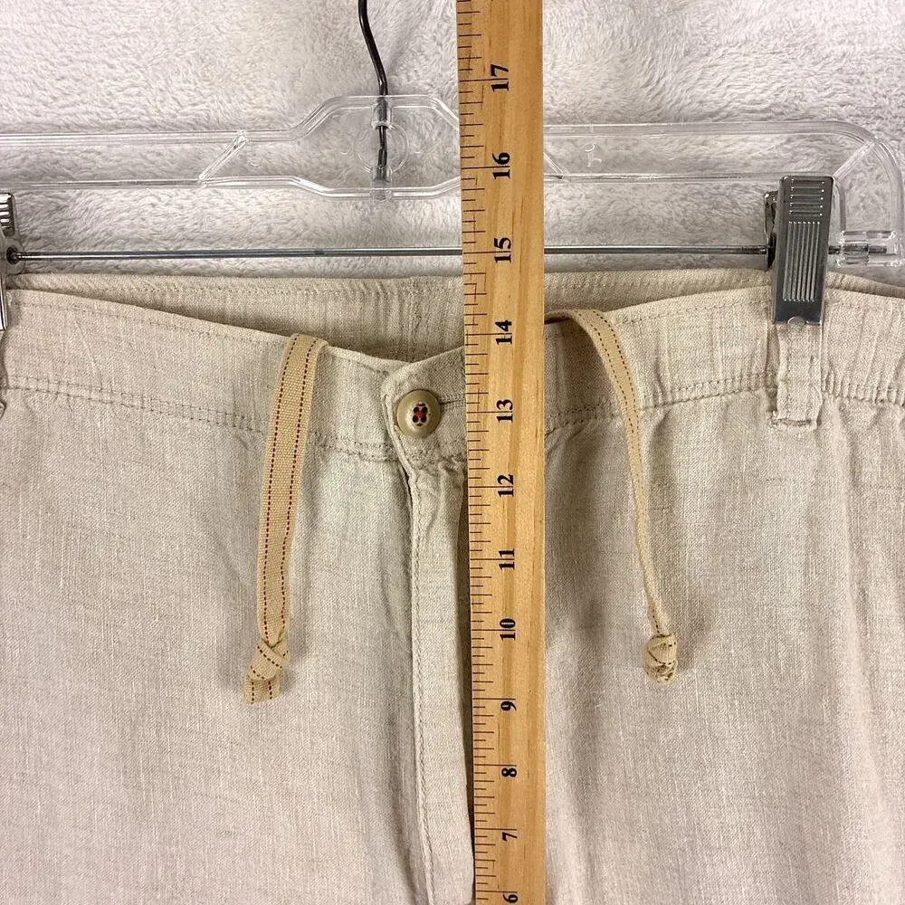 Tommy Bahama Pants Mens XXL Beige Linen Cargo Drawstring Preppy Beach Summer